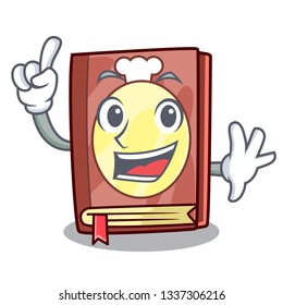 Finger recipe book on the mascot shelf