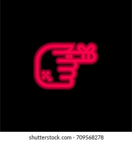 Finger red glowing neon ui ux icon. Glowing sign logo vector