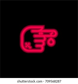 Finger red glowing neon ui ux icon. Glowing sign logo vector