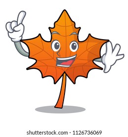 Finger red maple leaf mascot cartoon