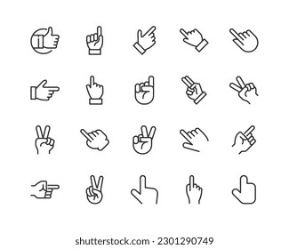 finger related icon set. Editable stroke. Pixel Perfect 24x24px icons