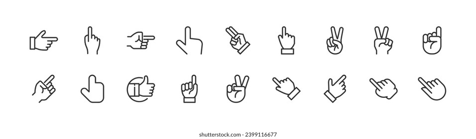 finger related icon set. Editable stroke. Pixel Perfect 24x24px icons