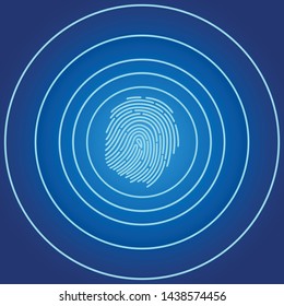 Finger scan design with some circles around it on a blue colored background in a very attractive design.
