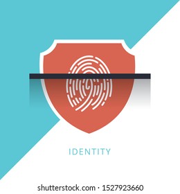 Finger Scan in Futuristic Style. Bio metric id with Futuristic HUD Interface. Concept of flat icon
