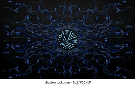 Finger Scan in Futuristic Style. Biometric id with Futuristic HUD Interface. Fingerprint Scanning Technology Concept Illustration. Identification System Scanning.
