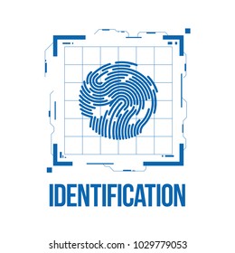 Finger Scan in Futuristic Style. Biometric id with Futuristic HUD Interface. Fingerprint Scanning Technology Concept Illustration. Identification System Scanning.