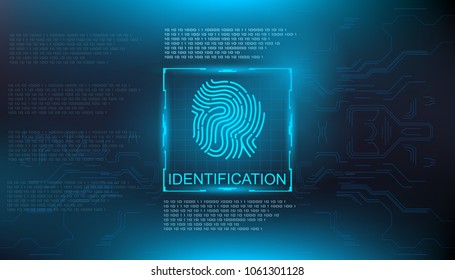 Finger Scan In Futuristic Style Biometric Id With Futuristic Hud Interface Fingerprint Scanning