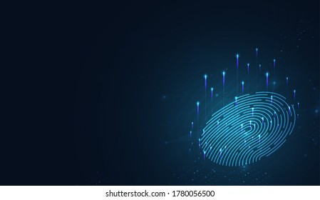 Finger scan in futuristic style. biometric id with futuristic Interface technology concept. Illustration vector design.