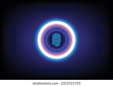 Finger scan touch display, security control control electronic technology futuristic security graphic design, vector illustration