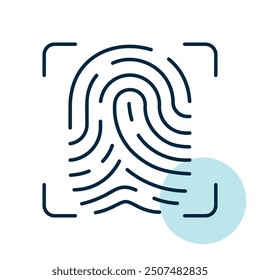 Icono de Vector de escaneo de dedos. Concepto de tecnología de escaneo de huellas dactilares. Análisis del sistema de Identificación. Señal de seguridad. Símbolo del gráfico para su diseño del Sitio web, logotipo, App, UI