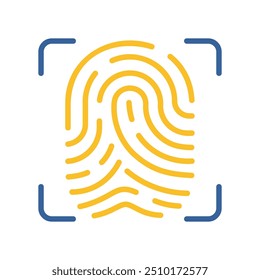 Icono de Vector de escaneo de dedos. Concepto de tecnología de escaneo de huellas dactilares. Análisis del sistema de Identificación. Señal de seguridad. Símbolo del gráfico para su diseño del Sitio web, logotipo, App, UI