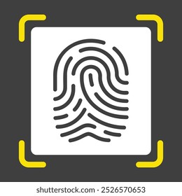 Icono de Vector de escaneo de dedos sobre fondo oscuro. Concepto de tecnología de escaneo de huellas dactilares. Análisis del sistema de Identificación. Señal de seguridad. Símbolo del gráfico para su diseño del Sitio web, logotipo, App, UI