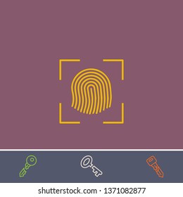 finger scanner vector icon.Outline finger scanner illustration of vector symbol.Bonus broken key graphic concept