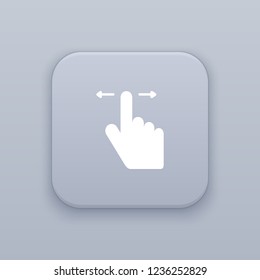 Finger scrolling gray vector button with white icon on gray background