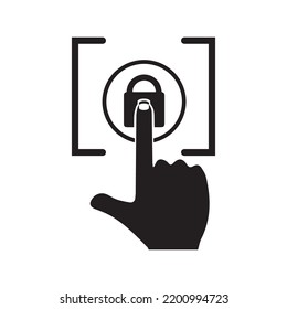 Icono de barrido de bloqueo de seguridad del dedo | Ilustración del vector negro |