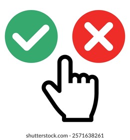 Finger selecting check mark, vector illustration