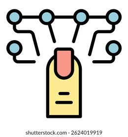 Finger sensory icon outline vector. Cognitive process. Health information color flat