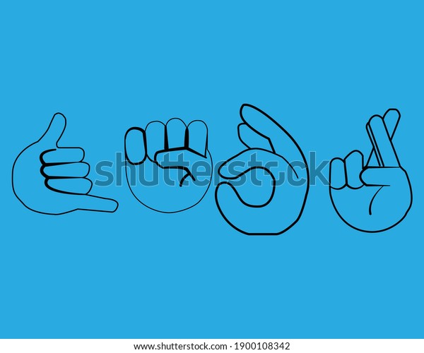 Finger Set Symbols Set Hand Stock Vector (Royalty Free) 1900108342 ...