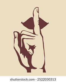 The finger shows quietly. Vector drawing