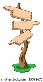 Finger signs on tree - vector illustration.