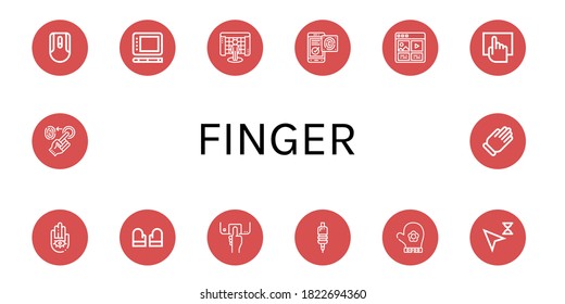 finger simple icons set. Contains such icons as Mouse, Graphic tablet, Interactive, Fingerprint identification, Social media, Touchscreen, can be used for web, mobile and logo