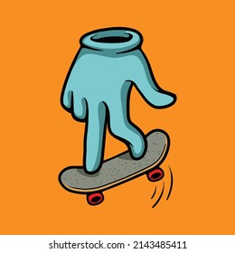 Finger skate cartoon vector illustration