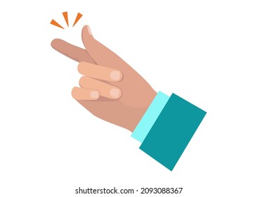 Toma de dedo. El gesto de la mano chocando los dedos. Frase Buena idea. Expresión de gesto. El concepto de una solución fácil, una gran idea. Ilustración vectorial plana aislada en fondo blanco.
