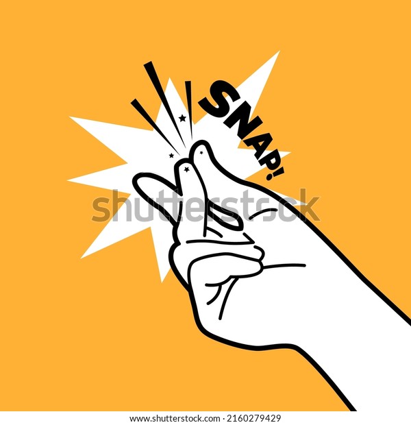 Finger snap. Snap gesture outline isolated on\
white background.