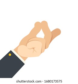 Finger snap hand gesture attract attention design flat isolated vector illustration