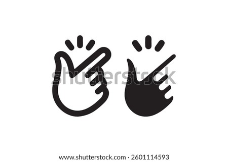 Finger snap hand gesture icon black outline Vector