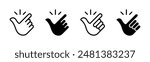 Finger snap icon. Snap of fingers gesture. Thumb click sign. Idea symbol. Easy to use vector illustration isolated.