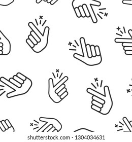 Finger snap icon seamless pattern background. Fingers expression vector illustration. Snap gesture symbol pattern.