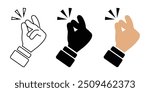 Finger snap icon set, Easy icon. Finger snapping click flick hand gesture sign.