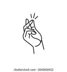 finger snapping hand gesture line art vector icon for websites