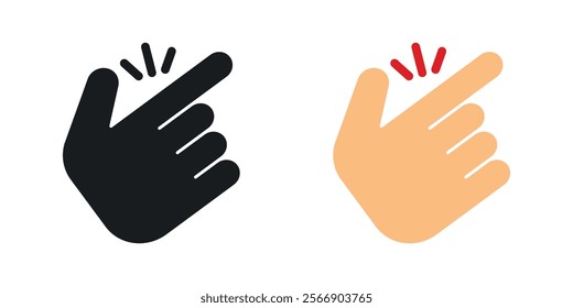 Finger snapping icon set in black and colored