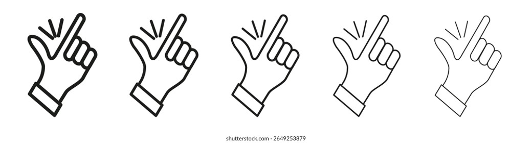 Dedo encaixando ícone vetor contorno conjunto sinal de ilustração