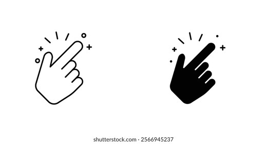 Finger snapping icons. black and white vector set.