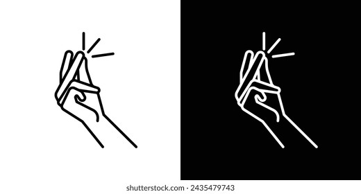 Finger Snapping Line Icon on White Background for web.