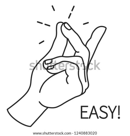 Finger Snapping Outlin, Hand Click Gesture. Easy Concept expression illustration. Human wrist palm and fingers flick. Vector