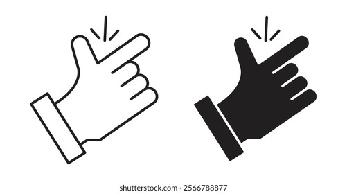 Finger snapping vector line icon illustration