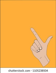 Finger spelling the alphabet letter L in American hand sign language