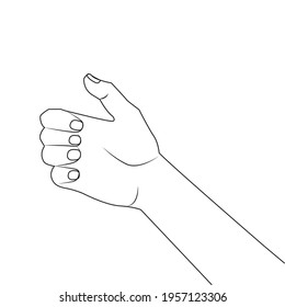 Finger Spelling Letter. Finger Spelling the Alphabet in American Sign Language hands gesture. American Sign Language Recognizer. Human hand with fingers clenched into fist Vector IllustrationLine Draw