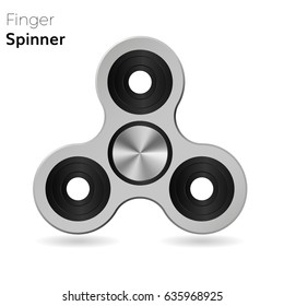 finger spinner realistic vector toy 3d metallic hand  spinner 