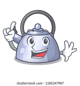 Finger stainless whistling tea kettle isolated on mascot