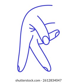 Finger steps. Hand gesture doodle icon. Contour vector illustration