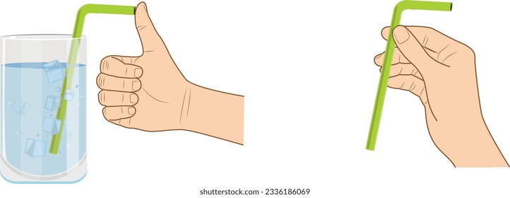 Finger, Straw, Water, Vector, Physics, pipet, Su, Deney, Basınç, Hava Basıncı, Fizik, Fizik Dersi, Görsel, Su, Pipet, Su Kabı