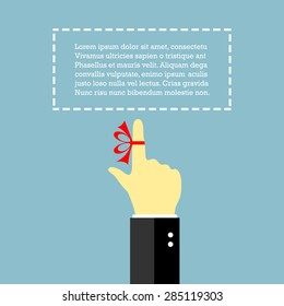 Finger with string, reminder poster