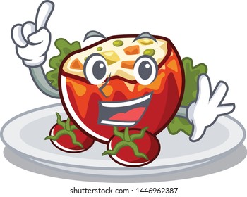 Finger stuffed tomatoes in the cartoon shape