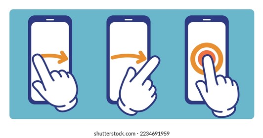 Finger swipe directional arrow on smartphone, vector illustration

Swipe direction arrow pointing finger on the smartphone