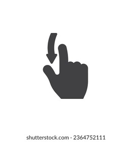 Finger swipe down gesture vector icon. filled flat sign for mobile concept and web design. Swiping Down gesture glyph icon. Symbol, logo illustration. Vector graphics